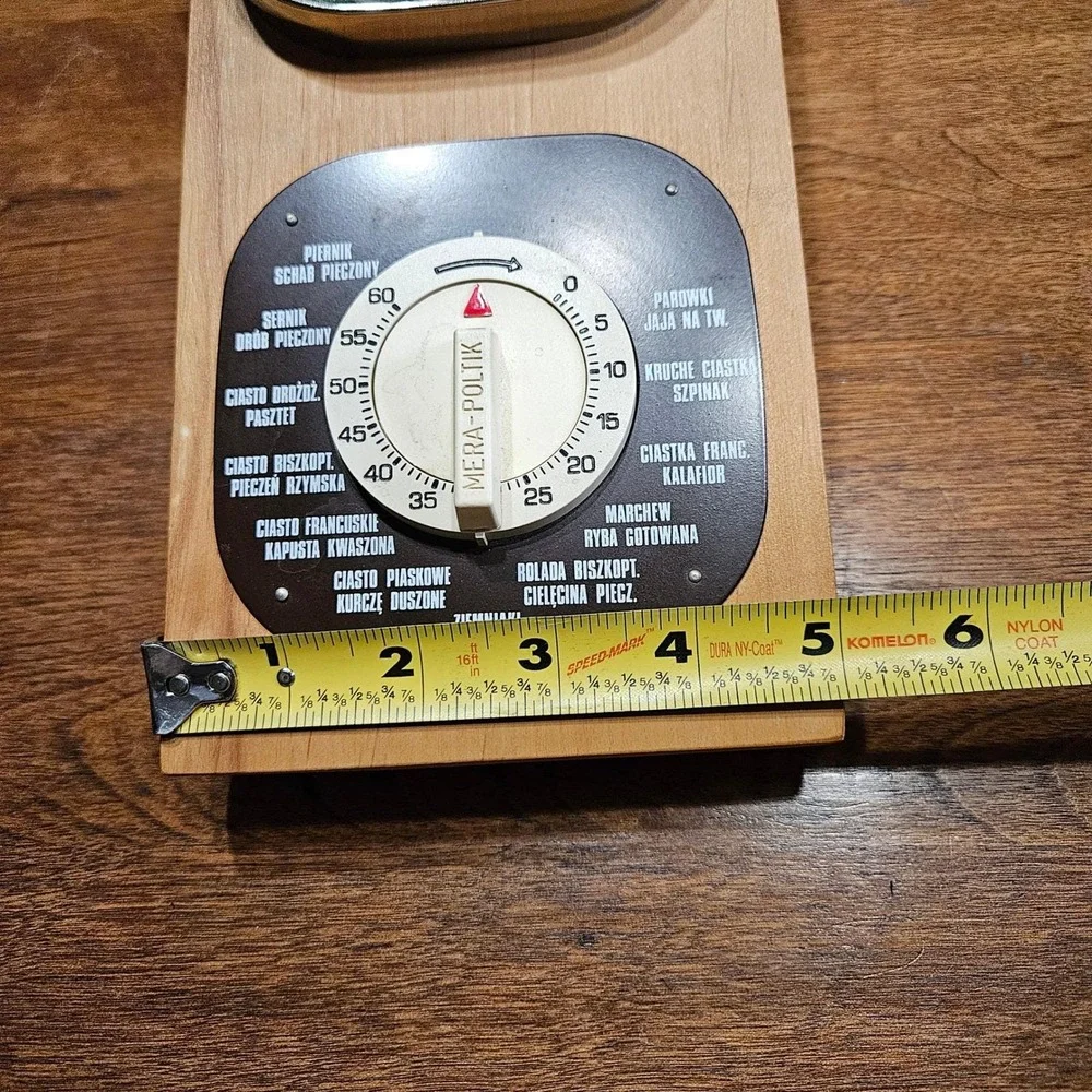 Vintage Mera-Poltik Polish Kitchen Wall Clock Timer Cooking‎ Guide Wood Decor